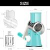 Cambom Rotary Cheese Grater Hand Crank Cheese Shredder for Fresh Cheese, Vegetable, Nuts,Non-slip Suction Base, Free Cleaning Brush Three Blades, Blue