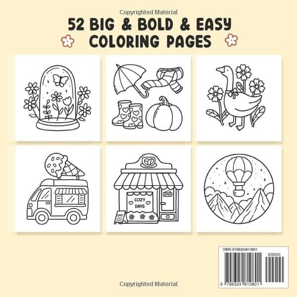 Coloring Book for Adults, Bold, Simple and Big Designs for Relaxation